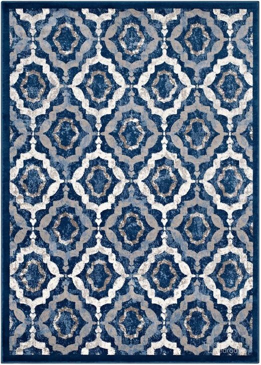 The appearance of Kalinda Rustic Vintage Moroccan Trellis 5X8 Area Rug In Moroccan Blue and Ivory designed by Modway in the rustic / southwestern interior design. This moroccan blue and ivory piece of furniture  was selected by 1StopBedrooms from Kalinda Collection to add a touch of cosiness and style into your home. Sku: R-1128B-58. Material: Polypropylene. Product Type: Area Rugs. Image1