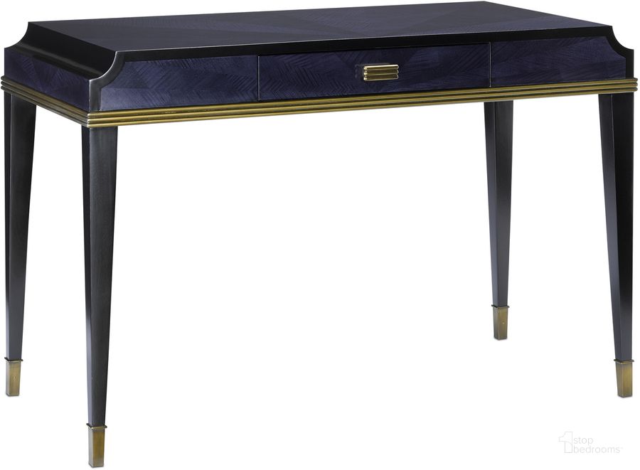 The appearance of Kallista Blue Writing Desk designed by Currey & Company in the modern / contemporary interior design. This blue piece of furniture  was selected by 1StopBedrooms from Kallista Collection to add a touch of cosiness and style into your home. Sku: 3000-0123. Material: Wood. Product Type: Writing Desk. Image1
