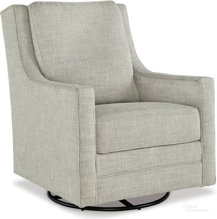 The appearance of Kambria Fog Swivel Glider Accent Chair designed by Signature Design by Ashley in the transitional interior design. This fog piece of furniture  was selected by 1StopBedrooms from Kambria Collection to add a touch of cosiness and style into your home. Sku: A3000265. Material: Fabric. Product Type: Accent Chair. Image1