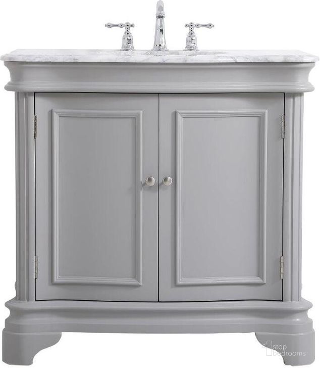 The appearance of Kameron 36 Inch Single Bathroom Vanity Set In Grey designed by Elegant Lighting in the transitional interior design. This grey piece of furniture  was selected by 1StopBedrooms from Kameron Collection to add a touch of cosiness and style into your home. Sku: VF52036GR. Material: Wood. Product Type: Bathroom Vanity. Image1