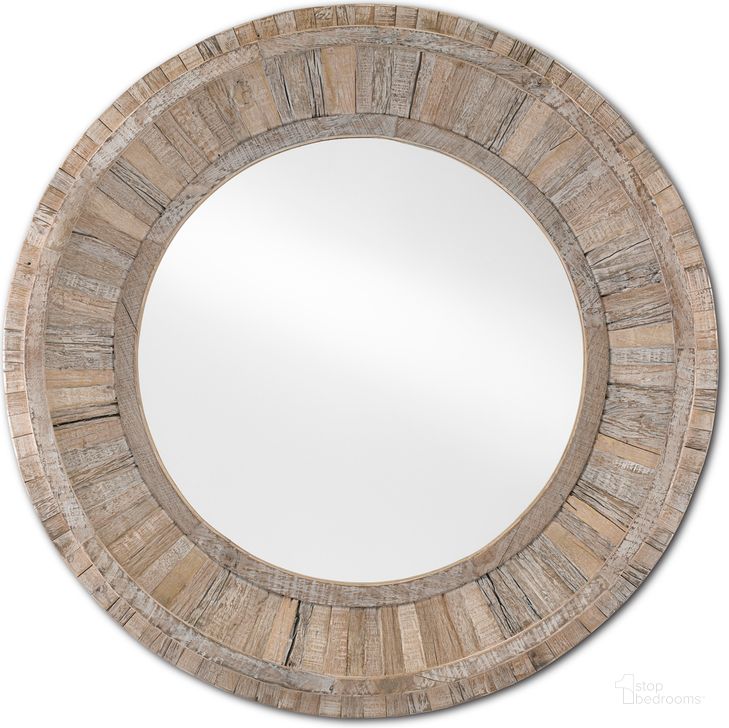 The appearance of Kanor Round White wash Mirror In White Wash designed by Currey & Company in the modern / contemporary interior design. This white wash piece of furniture  was selected by 1StopBedrooms from Kanor Collection to add a touch of cosiness and style into your home. Sku: 1000-0086. Material: Wood. Product Type: Accent Mirror. Image1