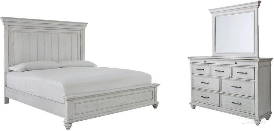 The appearance of Kanwyn Bedroom Set In Washed White designed by Signature Design by Ashley in the transitional interior design. This white wash piece of furniture  was selected by 1StopBedrooms from Kanwyn Collection to add a touch of cosiness and style into your home. Sku: B777-54;B777-57;B777-96;B777-93. Bed Type: Panel Bed. Material: Wood. Product Type: Panel Bed. Bed Size: Queen. Image1