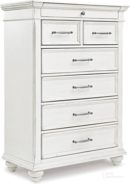 The appearance of Kanwyn Whitewash Chest designed by Signature Design by Ashley in the transitional interior design. This white wash piece of furniture  was selected by 1StopBedrooms from Kanwyn Collection to add a touch of cosiness and style into your home. Sku: B777-46. Material: Wood. Product Type: Chest. Image1
