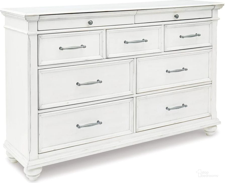 The appearance of Kanwyn Whitewash Dresser designed by Signature Design by Ashley in the transitional interior design. This white wash piece of furniture  was selected by 1StopBedrooms from Kanwyn Collection to add a touch of cosiness and style into your home. Sku: B777-31. Material: Wood. Product Type: Dresser. Image1