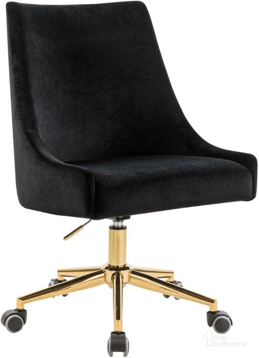 The appearance of Karina Black Velvet Office Chair 163Black designed by Meridian in the modern / contemporary interior design. This black velvet piece of furniture  was selected by 1StopBedrooms from Karina Collection to add a touch of cosiness and style into your home. Sku: 163Black. Product Type: Office Chair. Material: Velvet. Image1