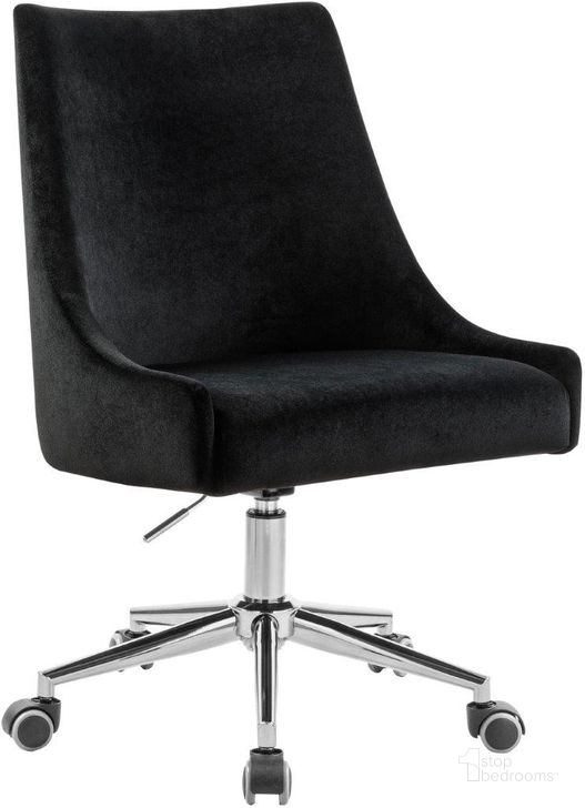The appearance of Karina Black Velvet Office Chair 164Black designed by Meridian in the modern / contemporary interior design. This black velvet piece of furniture  was selected by 1StopBedrooms from Karina Collection to add a touch of cosiness and style into your home. Sku: 164Black. Product Type: Office Chair. Material: Velvet. Image1
