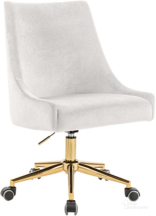 The appearance of Karina Cream Velvet Office Chair designed by Meridian in the modern / contemporary interior design. This cream velvet piece of furniture  was selected by 1StopBedrooms from Karina Collection to add a touch of cosiness and style into your home. Sku: 163Cream. Product Type: Office Chair. Material: Velvet. Image1