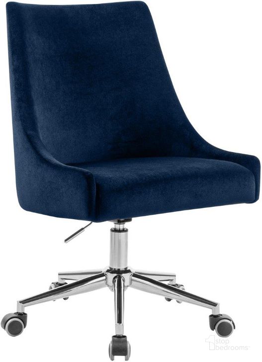 The appearance of Karina Navy Velvet Office Chair 164Navy designed by Meridian in the modern / contemporary interior design. This navy velvet piece of furniture  was selected by 1StopBedrooms from Karina Collection to add a touch of cosiness and style into your home. Sku: 164Navy. Product Type: Office Chair. Material: Velvet. Image1