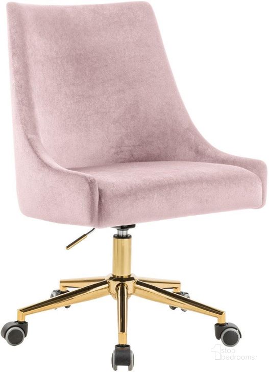 The appearance of Karina Pink Velvet Office Chair designed by Meridian in the modern / contemporary interior design. This pink velvet piece of furniture  was selected by 1StopBedrooms from Karina Collection to add a touch of cosiness and style into your home. Sku: 163Pink. Product Type: Office Chair. Material: Velvet. Image1