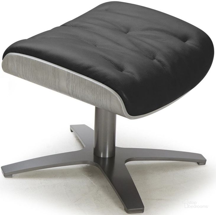 The appearance of Karma Black Leather Ottoman designed by J&M in the modern / contemporary interior design. This black piece of furniture  was selected by 1StopBedrooms from Karma Collection to add a touch of cosiness and style into your home. Sku: 1804813-O. Material: Leather. Product Type: Ottoman. Image1