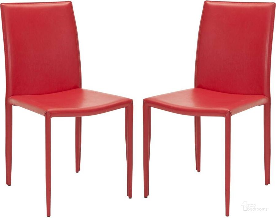 The appearance of Karna Red 19 Inch Dining Chair designed by Safavieh in the modern / contemporary interior design. This red piece of furniture  was selected by 1StopBedrooms from Gordon Collection to add a touch of cosiness and style into your home. Sku: FOX2009C-SET2. Product Type: Dining Chair. Material: Iron. Image1