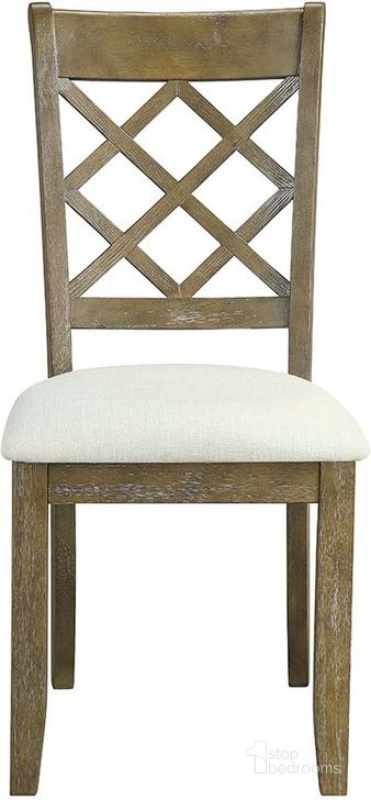 The appearance of Karsen Side Chair Set of 2 In Beige Linen And Rustic Oak designed by ACME in the transitional interior design. This beige linen piece of furniture  was selected by 1StopBedrooms from Karsen Collection to add a touch of cosiness and style into your home. Sku: DN01450. Product Type: Side Chair. Image1