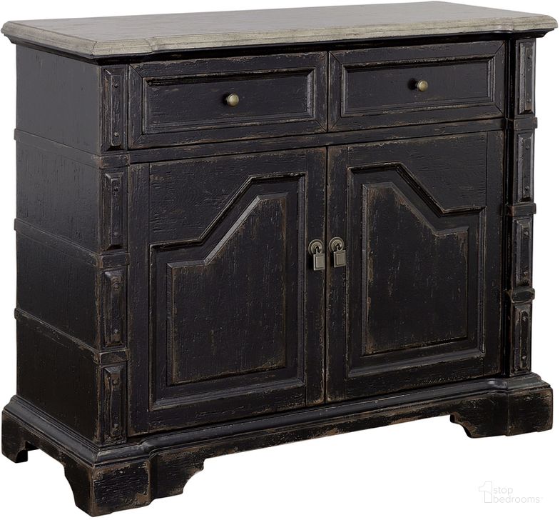 The appearance of Karsyn Traditional Two Door Cabinet With Two Drawers In Rustic Black Finish designed by Coast to Coast in the traditional interior design. This light grey piece of furniture  was selected by 1StopBedrooms from  to add a touch of cosiness and style into your home. Sku: 90321. Product Type: Cabinet. Material: MDF. Image1