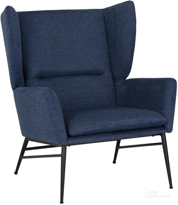 The appearance of Kasen Lounge Chair In Belfast Navy designed by Sunpan in the modern / contemporary interior design. This navy piece of furniture  was selected by 1StopBedrooms from Kasen Collection to add a touch of cosiness and style into your home. Sku: 108212. Material: Fabric. Product Type: Lounge Chair. Image1