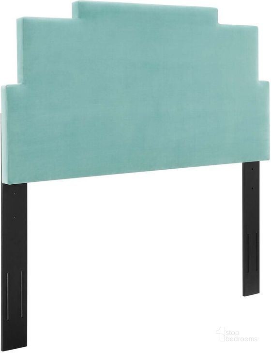 The appearance of Kasia Performance Velvet Twin Headboard In Mint designed by Modway in the  interior design. This mint piece of furniture  was selected by 1StopBedrooms from Kasia Collection to add a touch of cosiness and style into your home. Sku: MOD-6355-MIN. Product Type: Headboard. Bed Size: Twin. Material: MDF. Image1
