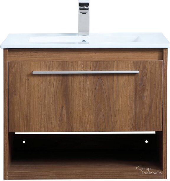 The appearance of Kasper 24 Inch Single Bathroom Floating Vanity In Walnut Brown designed by Elegant Lighting in the transitional interior design. This walnut brown piece of furniture  was selected by 1StopBedrooms from Kasper Collection to add a touch of cosiness and style into your home. Sku: VF43024WB. Material: MDF. Product Type: Bathroom Vanity. Image1