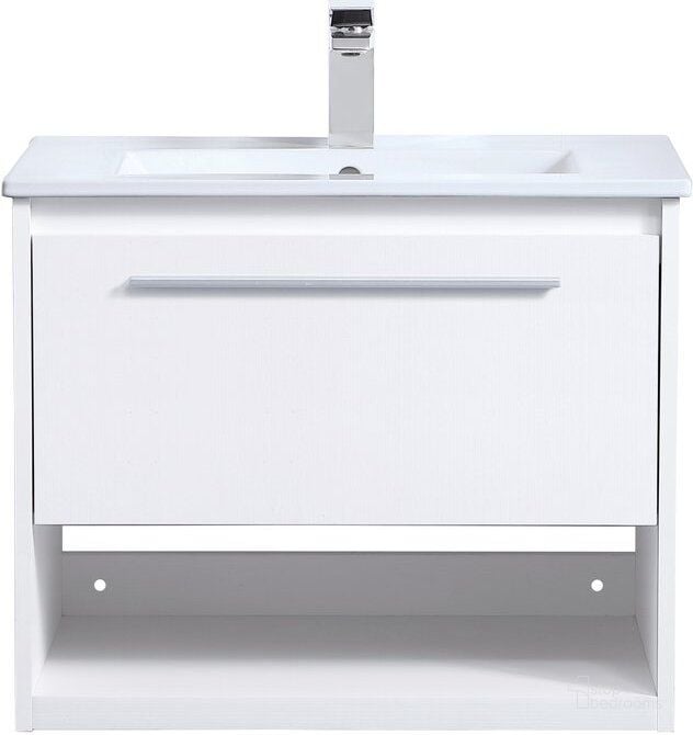 The appearance of Kasper 24 Inch Single Bathroom Floating Vanity In White designed by Elegant Lighting in the transitional interior design. This white piece of furniture  was selected by 1StopBedrooms from Kasper Collection to add a touch of cosiness and style into your home. Sku: VF43024WH. Material: MDF. Product Type: Bathroom Vanity. Image1