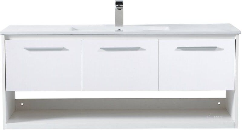 The appearance of Kasper 48 Inch Single Bathroom Floating Vanity In White designed by Elegant Lighting in the transitional interior design. This white piece of furniture  was selected by 1StopBedrooms from Kasper Collection to add a touch of cosiness and style into your home. Sku: VF43048WH. Material: MDF. Product Type: Bathroom Vanity. Image1