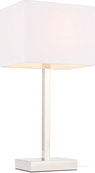 The appearance of Katherina 1 Light Polished Nickel Table Lamp designed by Elegant Lighting in the transitional interior design. This polished nickel piece of furniture  was selected by 1StopBedrooms from Katherina Collection to add a touch of cosiness and style into your home. Sku: TL3042PN. Material: Metal. Product Type: Table Lamp. Image1
