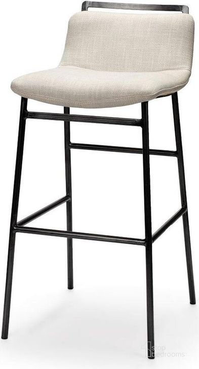 The appearance of Kavalan 37.5 Inch Total Height Beige Upholstered Seat Gray Metal Frame Bar Stool designed by Mercana in the modern / contemporary interior design. This beige and gray piece of furniture  was selected by 1StopBedrooms from Kavalan Collection to add a touch of cosiness and style into your home. Sku: 68088. Material: Metal. Product Type: Barstool. Image1
