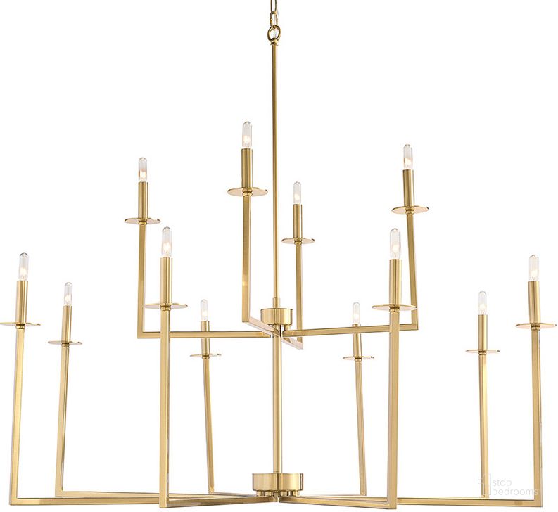 The appearance of Kaya Chandelier designed by Sunpan in the modern / contemporary interior design. This brass piece of furniture  was selected by 1StopBedrooms from Kaya Collection to add a touch of cosiness and style into your home. Sku: 107921. Product Type: Chandelier. Material: Iron. Image1