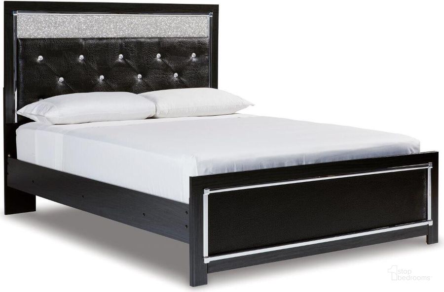 The appearance of Kaydell Black Queen Lighting Upholstered Panel Bed designed by Signature Design by Ashley in the modern / contemporary interior design. This black piece of furniture  was selected by 1StopBedrooms from Kaydell Collection to add a touch of cosiness and style into your home. Sku: B1420-157;B1420-54;B1420-96. Bed Type: Panel Bed. Material: Fabric. Product Type: Panel Bed. Bed Size: Queen. Image1
