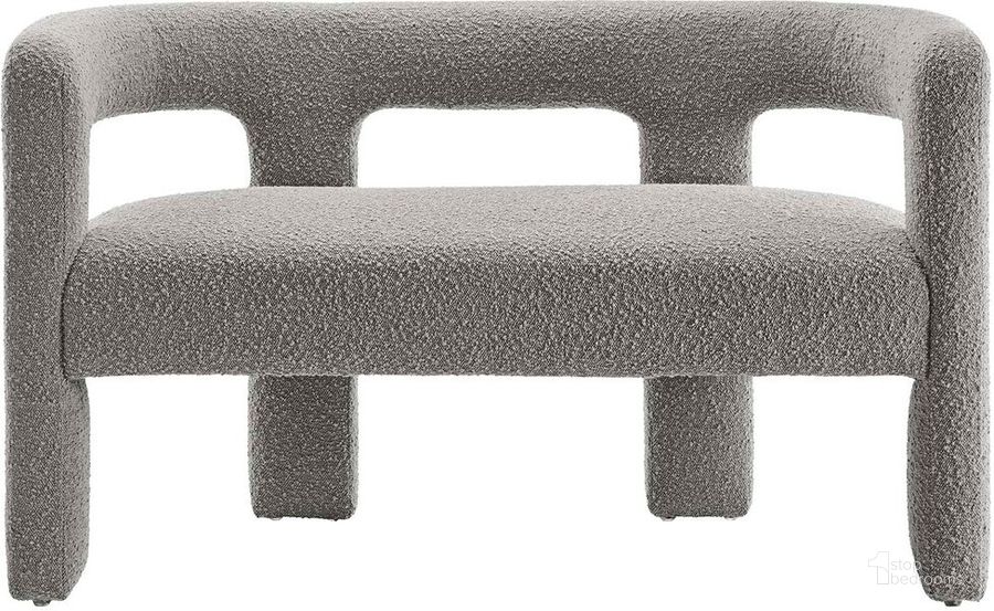 The appearance of Kayla Boucle Upholstered Loveseat In Light Gray designed by Modway in the modern / contemporary interior design. This light gray piece of furniture  was selected by 1StopBedrooms from Kayla Collection to add a touch of cosiness and style into your home. Sku: EEI-6477-LGR. Product Type: Loveseat. Material: Plywood. Image1