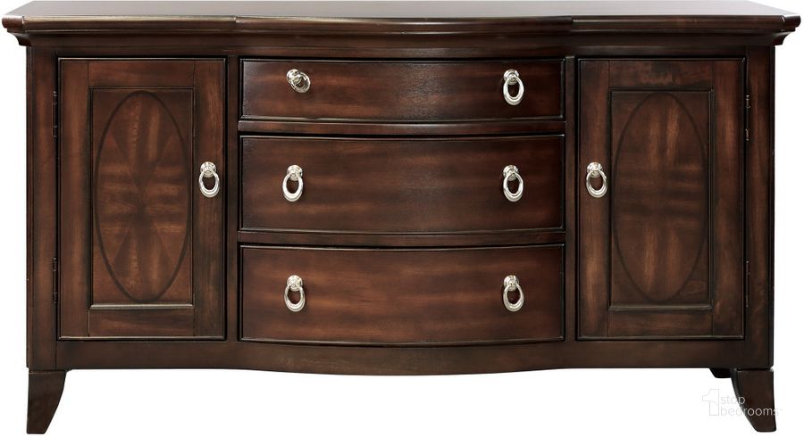 The appearance of Keegan Cherry Brown Buffet designed by Homelegance in the transitional interior design. This brown piece of furniture  was selected by 1StopBedrooms from Keegan Collection to add a touch of cosiness and style into your home. Sku: 2546-55. Material: Wood. Product Type: Buffets, Sideboards and Server. Image1