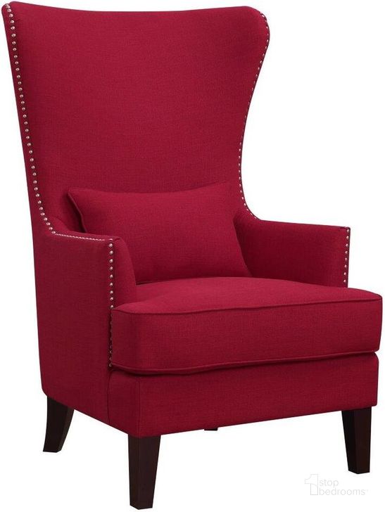 The appearance of Kegan Berry Accent Chair designed by Picket House in the transitional interior design. This red piece of furniture  was selected by 1StopBedrooms from Kegan Collection to add a touch of cosiness and style into your home. Sku: UKR084100. Material: Wood. Product Type: Accent Chair. Image1