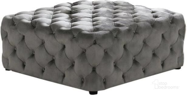 The appearance of Kelly Square Transitional Velvet Fabric Ottoman In Gray designed by Best Master Furniture in the transitional interior design. This light gray piece of furniture  was selected by 1StopBedrooms from Kelly Collection to add a touch of cosiness and style into your home. Sku: SH001GV. Product Type: Ottoman. Material: Velvet. Image1