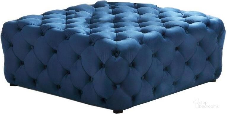 The appearance of Kelly Square Transitional Velvet Fabric Ottoman In Navy designed by Best Master Furniture in the transitional interior design. This navy piece of furniture  was selected by 1StopBedrooms from Kelly Collection to add a touch of cosiness and style into your home. Sku: SH001BL. Product Type: Ottoman. Material: Velvet. Image1