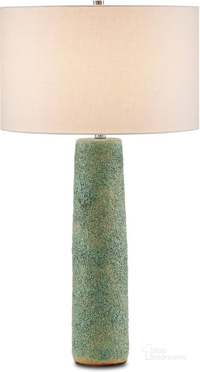 The appearance of Kelmscott Moss Green Table Lamp designed by Currey & Company in the modern / contemporary interior design. This moss green piece of furniture  was selected by 1StopBedrooms from Kelmscott Collection to add a touch of cosiness and style into your home. Sku: 6000-0800. Material: Ceramic. Product Type: Table Lamp. Image1