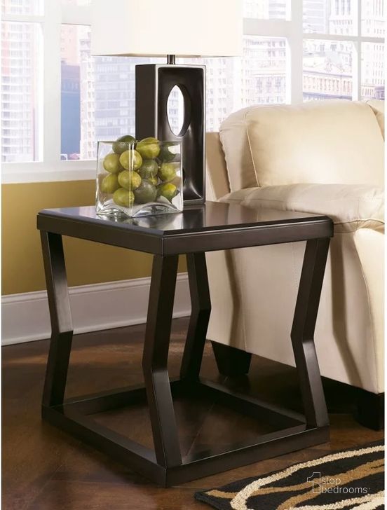 The appearance of Kelton Rectangular End Table designed by Signature Design by Ashley in the modern / contemporary interior design. This espresso piece of furniture  was selected by 1StopBedrooms from Kelton Collection to add a touch of cosiness and style into your home. Sku: T592-3. Material: Wood. Product Type: End Table. Table Top Shape: Rectangular. Image1