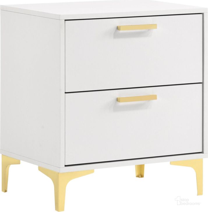 The appearance of Kendall 2-Drawer Nightstand White designed by Coaster in the modern / contemporary interior design. This white piece of furniture  was selected by 1StopBedrooms from Kendall Collection to add a touch of cosiness and style into your home. Sku: 224402. Material: Wood. Product Type: Nightstand. Image1