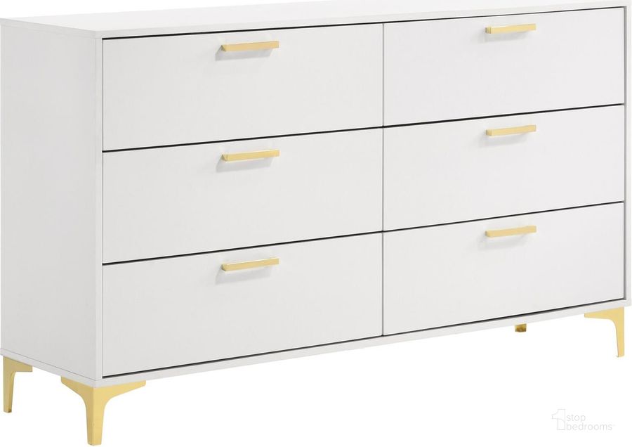The appearance of Kendall 6-Drawer Dresser White designed by Coaster in the modern / contemporary interior design. This white piece of furniture  was selected by 1StopBedrooms from Kendall Collection to add a touch of cosiness and style into your home. Sku: 224403. Material: Wood. Product Type: Dresser. Image1