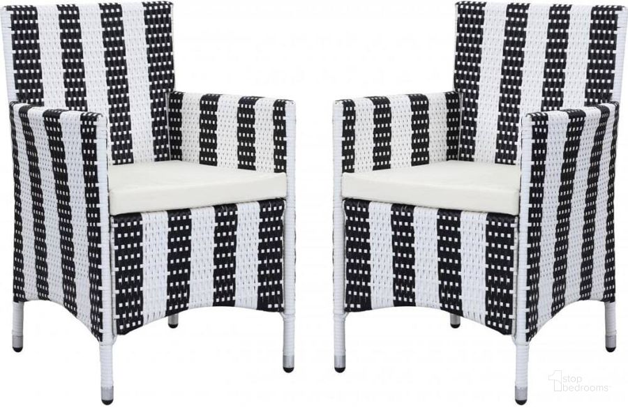 The appearance of Kendrick Black and White Chair designed by Safavieh in the transitional interior design. This black and white piece of furniture  was selected by 1StopBedrooms from Kendrick Collection to add a touch of cosiness and style into your home. Sku: PAT2506D-SET2. Product Type: Outdoor Chair. Image1