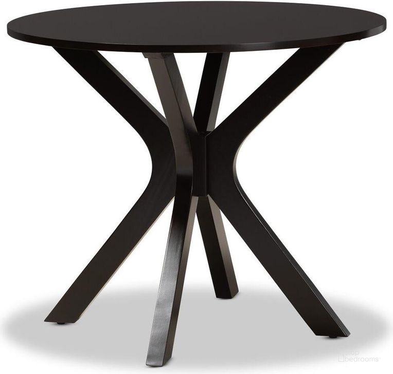 The appearance of Kenji Modern and Contemporary Dark Brown Finished 35-Inch-Wide Round Wood Dining Table designed by Baxton Studio in the modern / contemporary interior design. This dark brown piece of furniture  was selected by 1StopBedrooms from Kenji Collection to add a touch of cosiness and style into your home. Sku: RH7208T-Dark Brown-35-IN-DT. Table Base Style: Trestle. Table Top Shape: Round. Product Type: Dining Table. Material: MDF. Size: 35". Image1