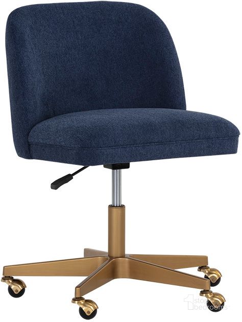 The appearance of Kenna Office Chair In Belfast Navy designed by Sunpan in the modern / contemporary interior design. This navy piece of furniture  was selected by 1StopBedrooms from Kenna Collection to add a touch of cosiness and style into your home. Sku: 107653. Material: Fabric. Product Type: Office Chair. Image1