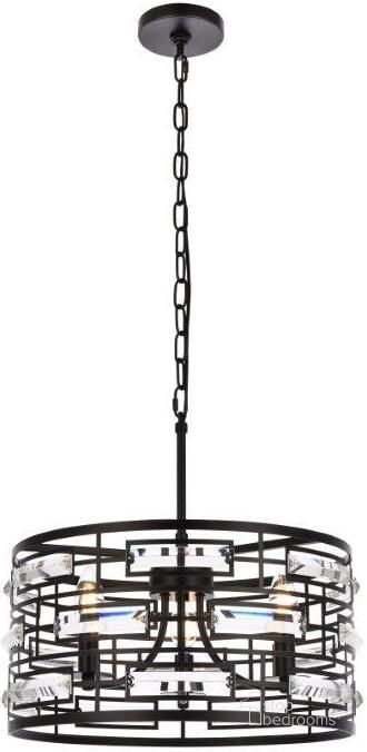 The appearance of Kennedy 16.5 Inch Pendant In Black designed by Elegant Lighting in the modern / contemporary interior design. This black piece of furniture  was selected by 1StopBedrooms from Kennedy Collection to add a touch of cosiness and style into your home. Sku: 1108D16BK. Product Type: Pendant Lighting. Material: Iron. Image1