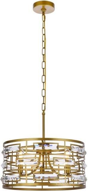 The appearance of Kennedy 16.5 Inch Pendant In Brass designed by Elegant Lighting in the modern / contemporary interior design. This brass piece of furniture  was selected by 1StopBedrooms from Kennedy Collection to add a touch of cosiness and style into your home. Sku: 1108D16BR. Product Type: Pendant Lighting. Material: Iron. Image1