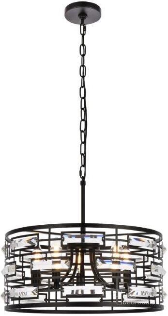 The appearance of Kennedy 18.5 Inch Pendant In Black designed by Elegant Lighting in the modern / contemporary interior design. This black piece of furniture  was selected by 1StopBedrooms from Kennedy Collection to add a touch of cosiness and style into your home. Sku: 1108D19BK. Product Type: Pendant Lighting. Material: Iron. Image1