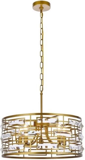 The appearance of Kennedy 18.5 Inch Pendant In Brass designed by Elegant Lighting in the modern / contemporary interior design. This brass piece of furniture  was selected by 1StopBedrooms from Kennedy Collection to add a touch of cosiness and style into your home. Sku: 1108D19BR. Product Type: Pendant Lighting. Material: Iron. Image1