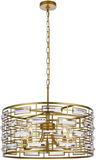 The appearance of Kennedy 24 Inch Pendant In Brass designed by Elegant Lighting in the modern / contemporary interior design. This brass piece of furniture  was selected by 1StopBedrooms from Kennedy Collection to add a touch of cosiness and style into your home. Sku: 1108D24BR. Product Type: Pendant Lighting. Material: Iron. Image1