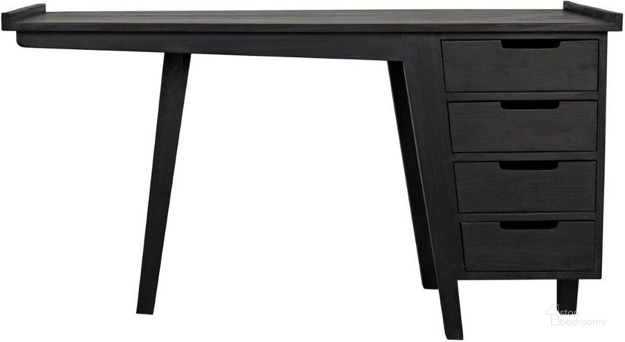 The appearance of Kennedy Desk In Charcoal Black designed by Noir in the transitional interior design. This charcoal piece of furniture  was selected by 1StopBedrooms from Kennedy Collection to add a touch of cosiness and style into your home. Sku: AE-20CHB. Product Type: Desk. Material: Wood Veneer. Image1