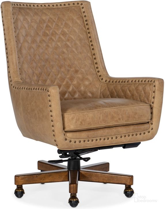 The appearance of Kent Executive Swivel Tilt Chair In Light Brown designed by Hooker in the transitional interior design. This light brown piece of furniture  was selected by 1StopBedrooms from EC Collection to add a touch of cosiness and style into your home. Sku: EC206-081. Material: Leather. Product Type: Executive Chair. Image1