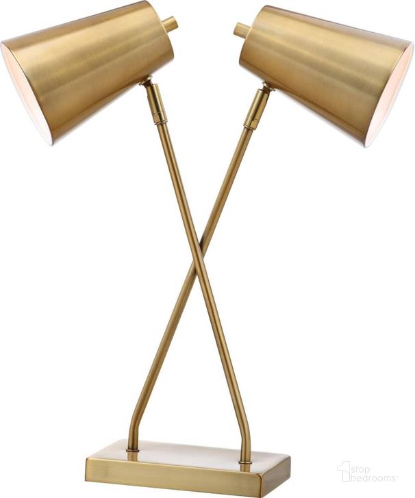 The appearance of Kera Gold Table Lamp designed by Safavieh in the modern / contemporary interior design. This gold piece of furniture  was selected by 1StopBedrooms from Safavieh TBL Collection to add a touch of cosiness and style into your home. Sku: TBL4031A. Product Type: Table Lamp. Image1
