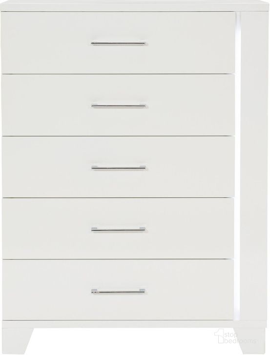 The appearance of Kerren White High Gloss Chest designed by Homelegance in the modern / contemporary interior design. This white piece of furniture  was selected by 1StopBedrooms from Kerren Collection to add a touch of cosiness and style into your home. Sku: 1678W-9. Material: Wood. Product Type: Chest. Image1