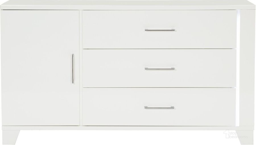 The appearance of Kerren White High Gloss Dresser designed by Homelegance in the modern / contemporary interior design. This white piece of furniture  was selected by 1StopBedrooms from Kerren Collection to add a touch of cosiness and style into your home. Sku: 1678W-5. Material: Wood. Product Type: Dresser. Image1