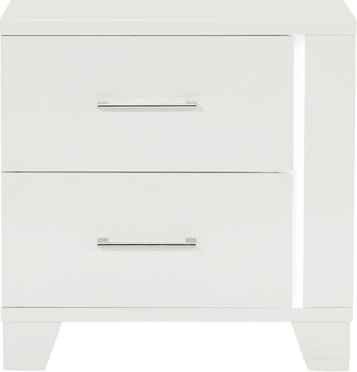 The appearance of Kerren White High Gloss Nightstand designed by Homelegance in the modern / contemporary interior design. This white piece of furniture  was selected by 1StopBedrooms from Kerren Collection to add a touch of cosiness and style into your home. Sku: 1678W-4. Material: Wood. Product Type: Nightstand. Image1