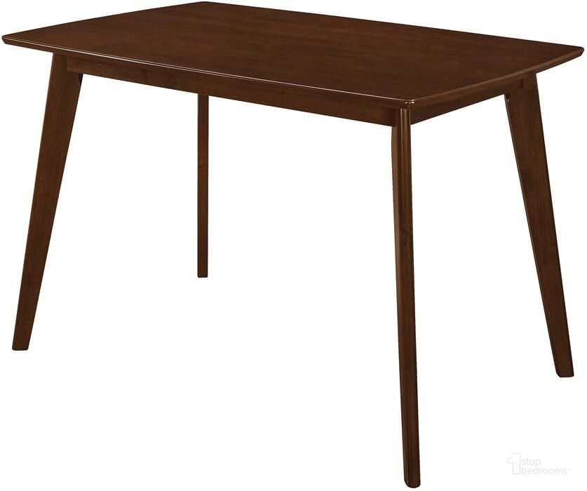 The appearance of Kersey Dining Table designed by Coaster in the transitional interior design. This brown piece of furniture  was selected by 1StopBedrooms from Kersey Collection to add a touch of cosiness and style into your home. Sku: 103061. Table Base Style: Legs. Material: Wood. Product Type: Dining Table. Table Top Shape: Rectangular. Image1